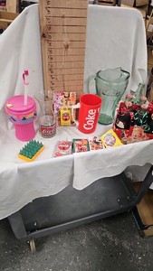 Coke Glass Pitcher, Bottles, Playing Cards