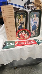 Coca Cola Trays and Nostalgic Metal Sign