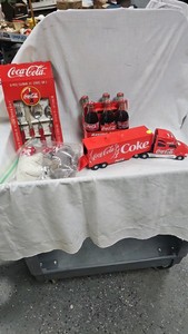 Coke Silverware Set, Semi and Trailer, Nascar Themed Bottles