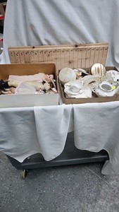 Porcelain Dolls ad tea set with vanity items