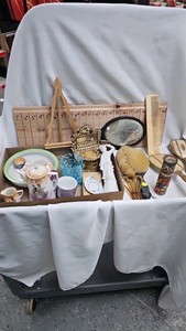 Vanity Components with Tea set and misc