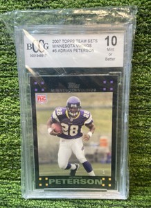 2007 Topps Team Sets Adrian Peterson Minnesota Vikings BCCG graded 10 rookie card RC