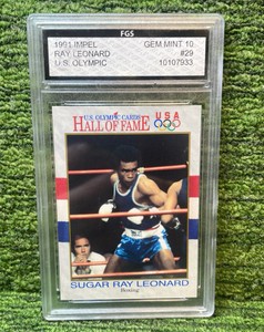 1991 IMPEL US Olympic cards, Hall of Fame  Sugar Ray Leonard Boxing Team USA graded GEM MINT 10 