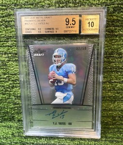 2011 Leaf Metal Draft Prismatic Silver T.J.Yates QB 50 Beckett graded 10