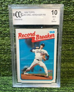 1989 Topps OREL HERSHISER Record Breaker BCCG graded 10