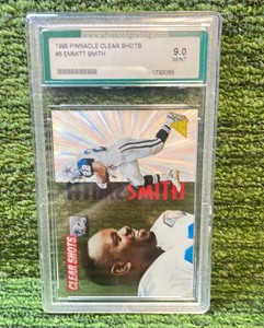 1996 Pinnacle Clear Shots Emmitt Smith, Dallas Cowboys graded MINT 9.0