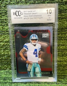 2017 SAGE HIT Premier Draft, Peak Performance, Dak, Prescott, Dallas Cowboys, BCCG graded 10