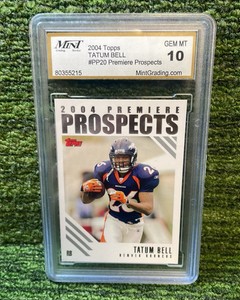 2004 Topps Tatum Bell Premiere Prospects, Denver Broncos graded GEM MT 10