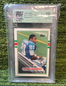 1989 Topps Barry Sanders, Rookie Card Graded 10 Detroit Lions 