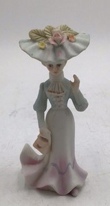 Vintage Josef Figurine  Lady in Large Hat with Purse