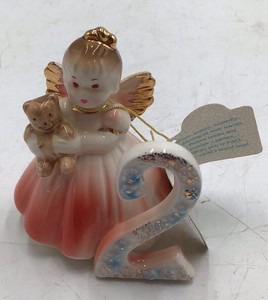 Vintage Josef Birthday Angel Figurine  Number 2 Birthday Girl