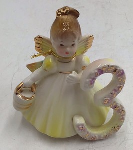Vintage Josef Birthday Angel Figurine  Number 3 Birthday Girl