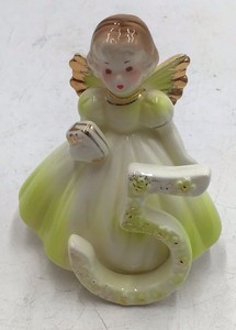 Vintage Josef Birthday Angel Figurine  Number 5 Birthday Girl