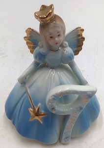 Vintage Josef Birthday Angel Figurine  Number 9 Birthday Girl