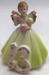 Vintage Josef Birthday Angel Figurine  Number 13 Birthday Girl
