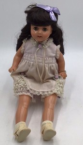 Vintage Effanbee Doll  Brunette Girl in Lavender Dress