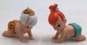 Vintage Wind-Up Flintstones Toys  Pebbles and Bamm-Bamm Crawling