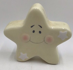 Vintage Ceramic Star Piggy Bank  Smiling Face Design