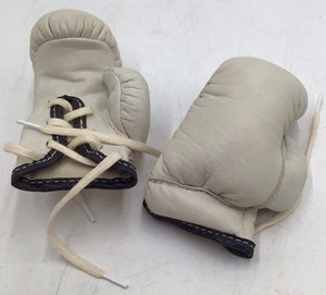 Vintage Infant Boxing Gloves  Cream Leather with Laces