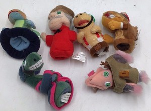 Vintage Plush Hand Puppets  Assorted Characters with Fabric Bodies