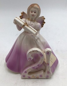 Vintage Josef Birthday Angel Figurine  Number 21 Birthday Girl