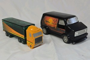 Vintage Toy Semi Truck and Custom Van