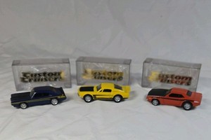 Vintage Custom Cruisers Diecast Muscle Cars  Set of Three in Original Cases
