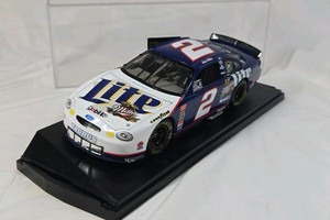 Rusty Wallace Miller Lite Ford Taurus  Blue and White Diecast on Black Base