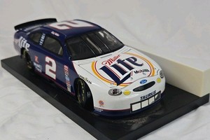 Rusty Wallace Miller Lite Ford Taurus  Blue and White Diecast on Black Base
