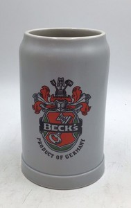 Vintage Becks Beer Stein  Ceramarte Made in Brazil with Crest Design