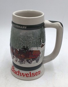 Vintage Budweiser Anniversary Stein  Ceramarte Made in Brazil with Clydesdale Scene
