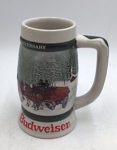 Vintage Budweiser Anniversary Stein  Ceramarte Made in Brazil with Clydesdale Scene