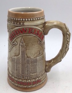 Vintage Budweiser Wrigley Building Stein  Handcrafted Limited Edition with Chicago Skyline
