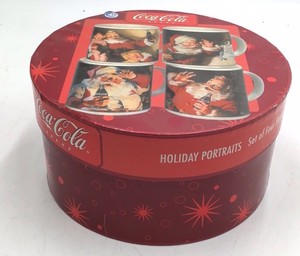 Vintage Coca-Cola Holiday Portraits Mug Set  Four Santa Mugs in Original Box