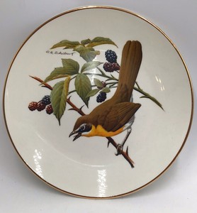 Vintage Avon Yellow-Breasted Chat Songbird Plate  Don Eckelberry Design