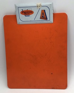 Vintage Vigoreena Feeds  Aureomycin Clipboard  Orange Metal with Advertising Clip