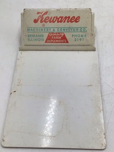 Vintage Kewanee Farm Implements Clipboard  Metal with Advertising Clip