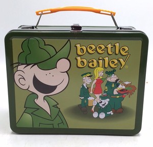 Vintage Beetle Bailey Lunchbox  2002 Bosley Boxes Green Metal with Characters