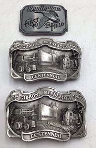 Vintage Remington First In The Field Canada Goose Belt Buckle  Pair of 1987 Gibbon, MN Centennial Limited Edition Buckles