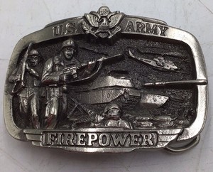 Vintage U.S. Army Firepower Belt Buckle  1983 Copyright Limited Edition with Combat Scene