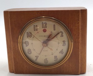 Vintage General Electric Wooden Alarm Clock  Brass Bezel