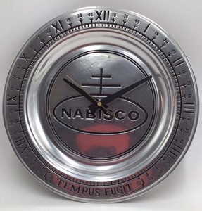 Vintage Nabisco Tempus Fugit Promotional Wall Clock  Chrome Finish