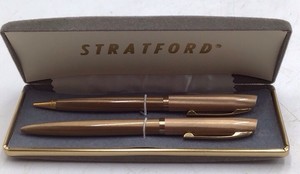 Vintage Stratford Pen Set  Bronze Finish in Original Box