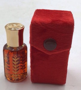 Vintage Jontue Miniature Perfume Bottle  Red Velvet Pouch
