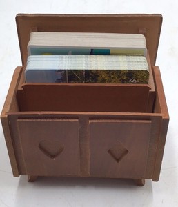 Vintage Wooden Playing Card Holder  Heart and Diamond Cutouts