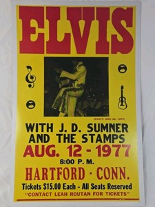 1977 Elvis Presley Concert Poster  Hartford Civic Center Connecticut