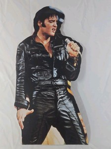 Vintage Elvis Presley Standee  Black Leather Jumpsuit Performance Pose