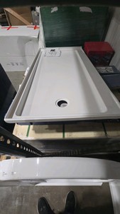 Classic 500 60 in. L x 30 in. W Alcove Shower Pan Base with Left Drain in High Gloss White
