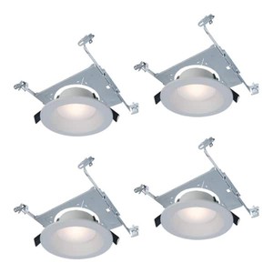 (4) HALO RL Series 6 in. Adjustable CCT Canless IC Rated Dimmable Indoor, Outdoor Integrated LED Recessed Light Kit