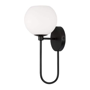 (3) Ansley 6.5 in. W x 15.25 in. H 1-Light Circular Globe Wall Sconce in Matte Black With Soft White Glass
